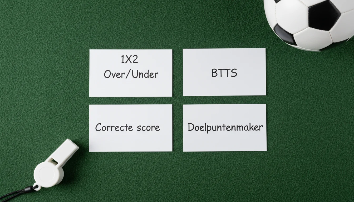 Overzicht van soorten voetbalweddenschappen zoals 1X2 en Over Under